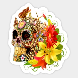 Butterfly Day Of The Dead Sugar Skull Sticker